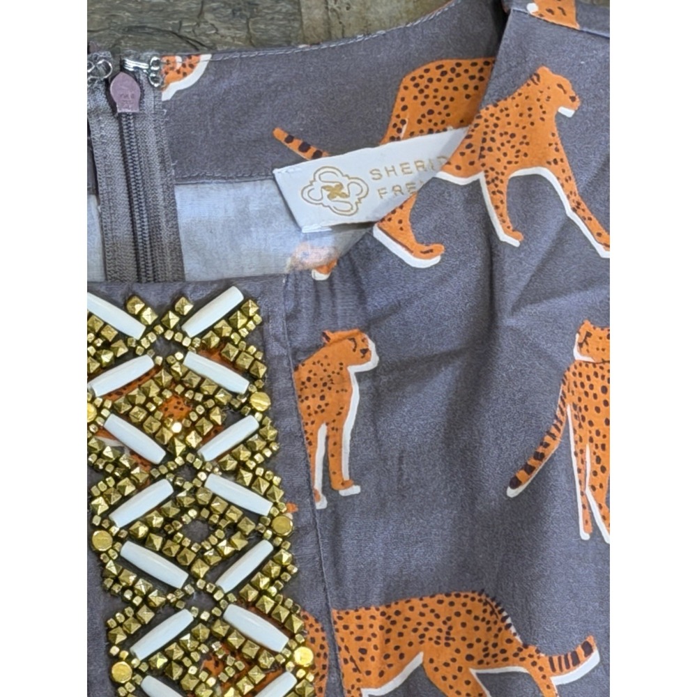 SHERIDAN FRENCH Evans II dress mushroom cheetah Artsy Cotton Shift Novelty M L - Picture 3 of 6